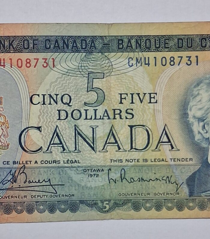 Canada 5 Dollars Note 1972 for Hobby collection