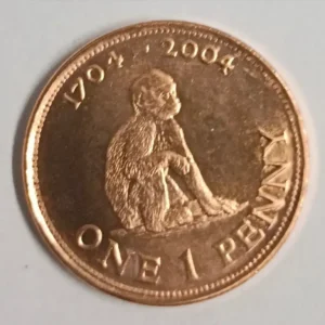 Gibraltar 1 Penny Unc coin 2004 Barbary macaque