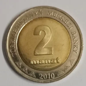 Turkmenistan 2 Manat 2010 aunc bimetal coin collection