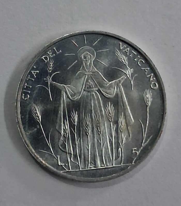 Vatican city 5 Lire coin 1968 Fao