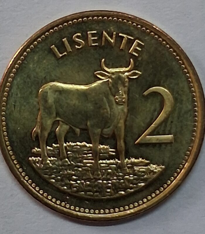 Lesotho 2 Lisente 1992 bull coin