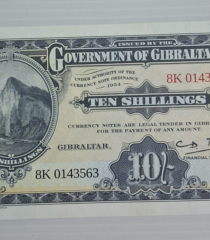 Gibraltar 10 Shillings Unc note World tourism year