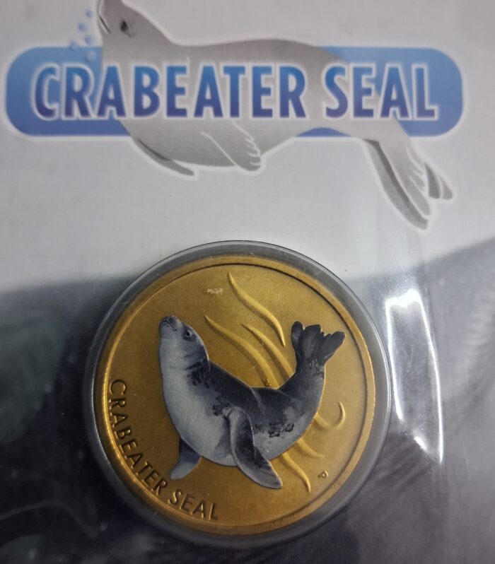 Tuvalu 1 Dollar Crabeater Seal coloured coin 2018