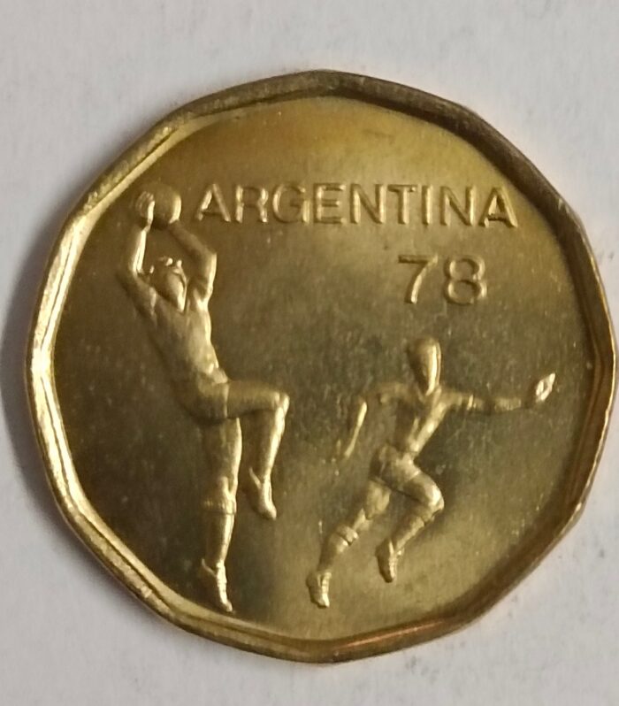 Argentina 20 Pesos 1978 unc coin soccer championship