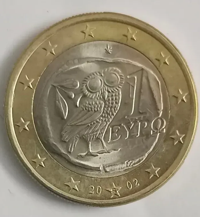 Greece 1 euro 2002 Finland mint S Anthens Owl world coin
