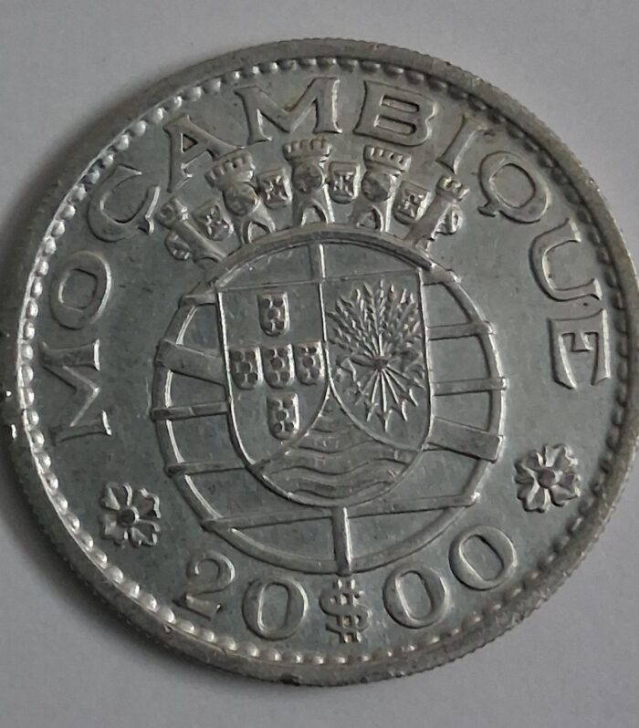 Portuguese Mozambique 20 Escudos 1960 silver coin