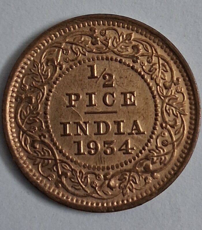 British india 1/2 pice 1934 coin king george v
