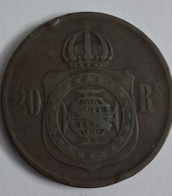 Brazil 20 Reis 1870 world coin emperor pedro ii