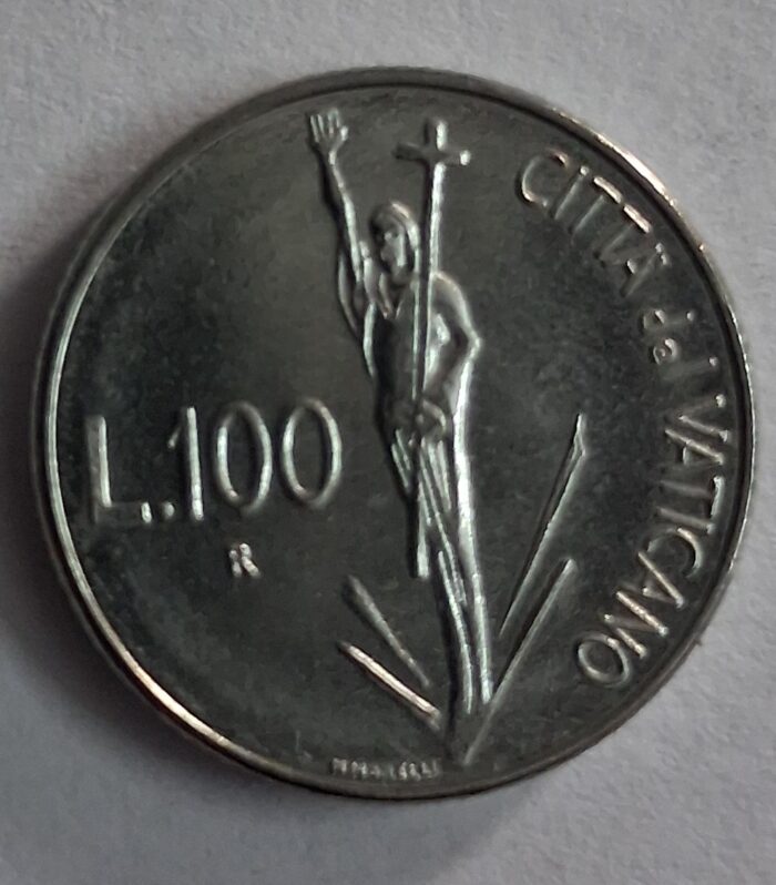 Vatican city 100 lire 1991 unc world coin depiction of risen christ