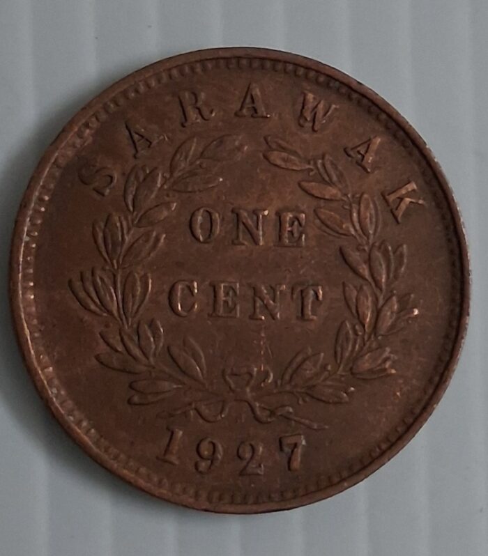 Sarawak 1 cent 1927 world coin raja charles v brooke