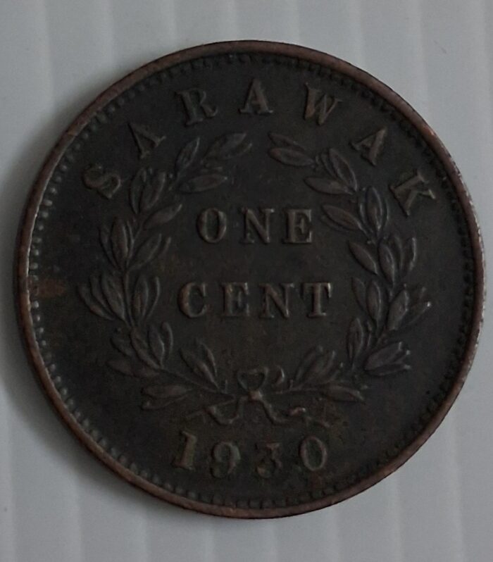 Sarawak 1 cent 1930 world coin Charles v brooke raja