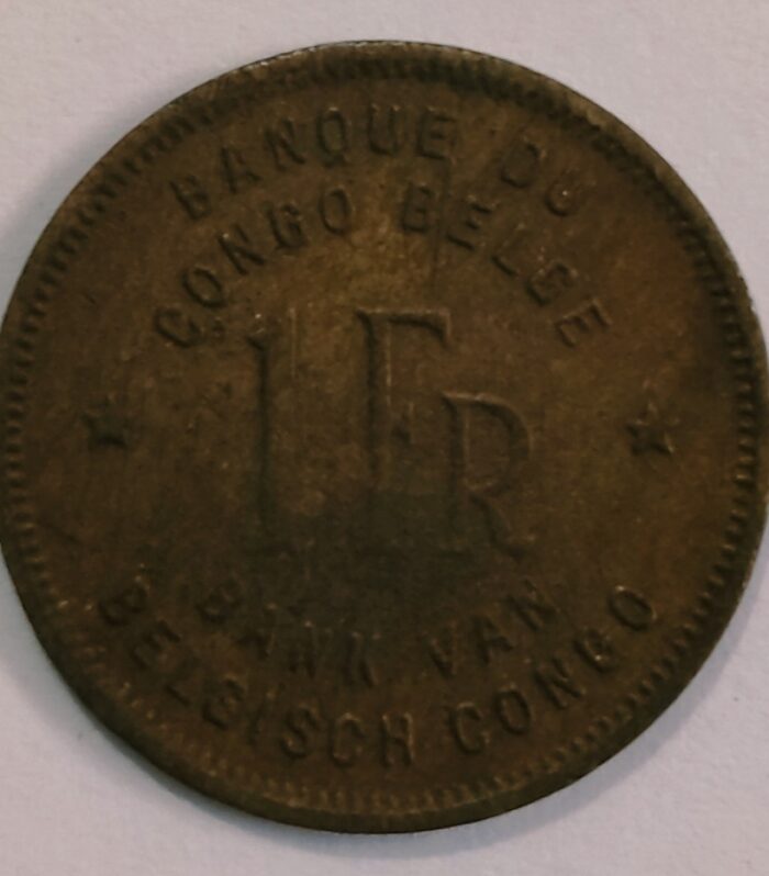 Belgian congo 1 franc 1944 elephant coin