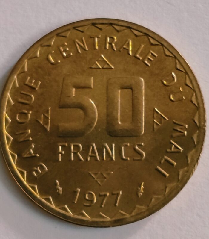 Mali 50 francs 1977 fao unc world coin