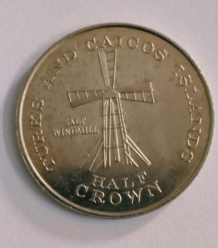 Turks and caicos island half crown 1981 coin