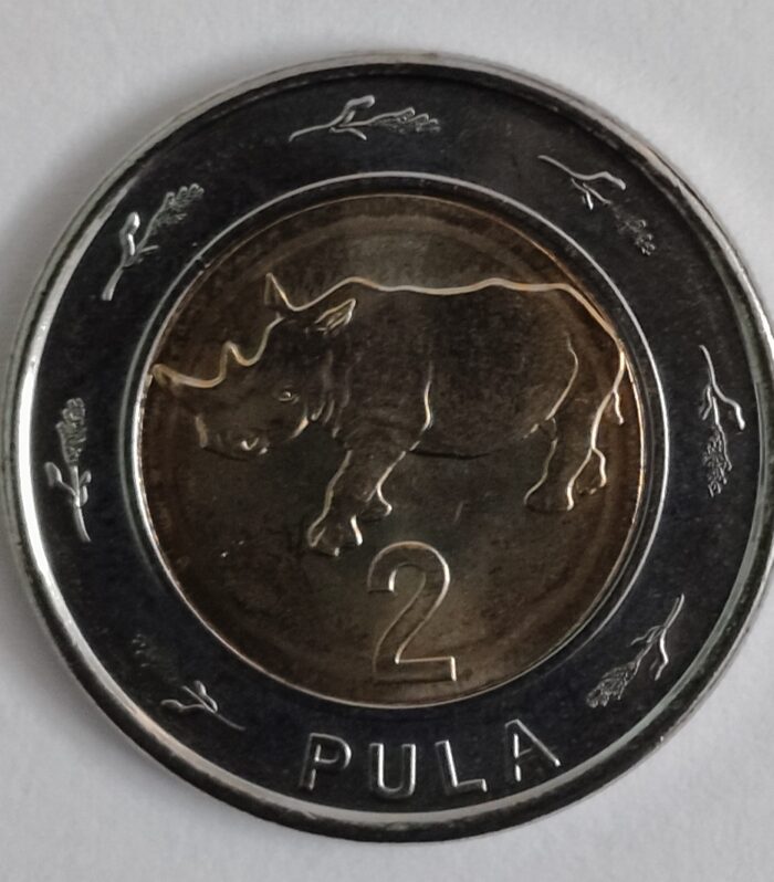 Botswana 2 pula unc world coin rhino
