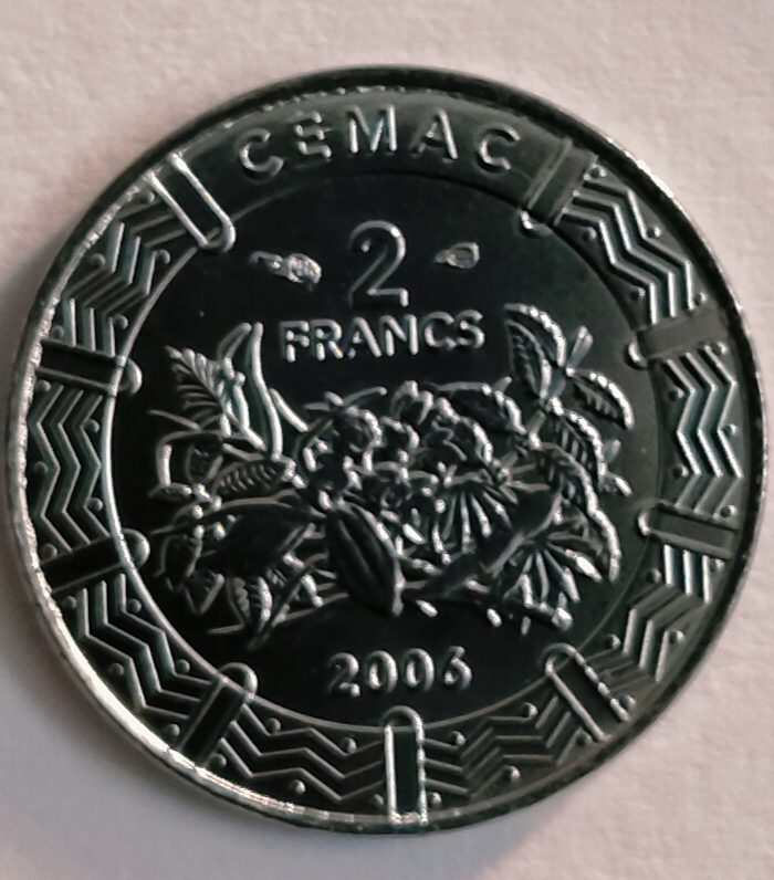 Central african states 2 francs 2006 unc world coin