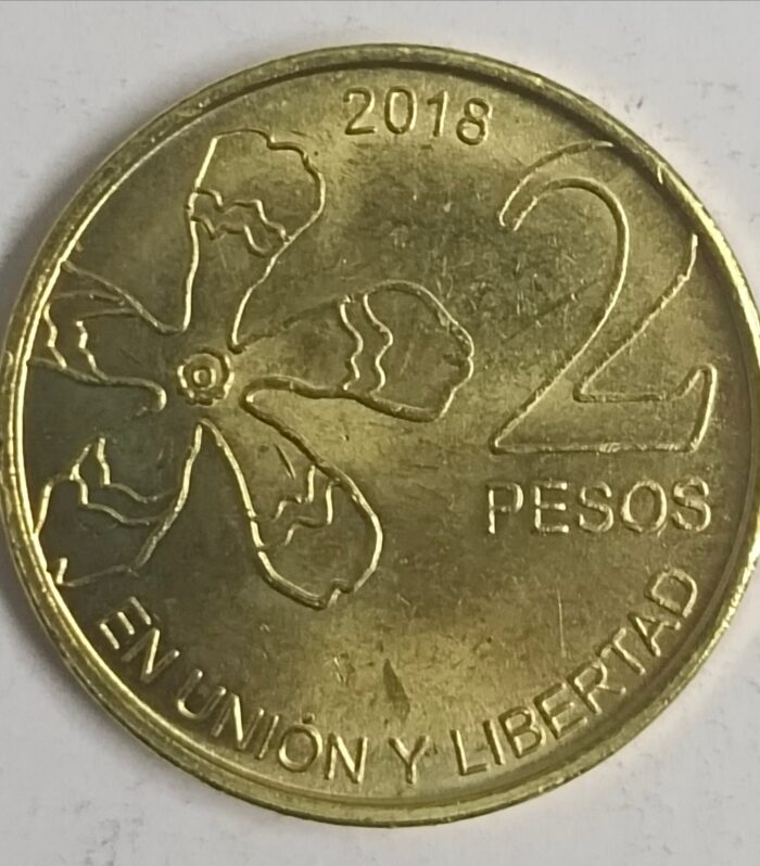 Argentina 2 pesos 2018 unc world coin flora