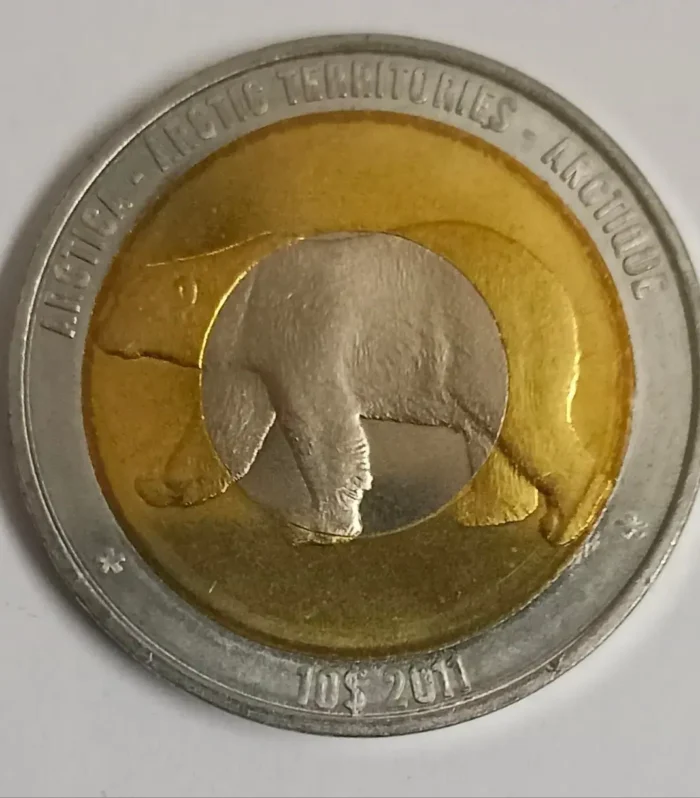 Arctic Territories 10 dollars trimetallic world coin