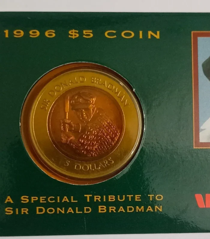 Australia 5 dollars 1996 cricket coin Sir Donald Bradman