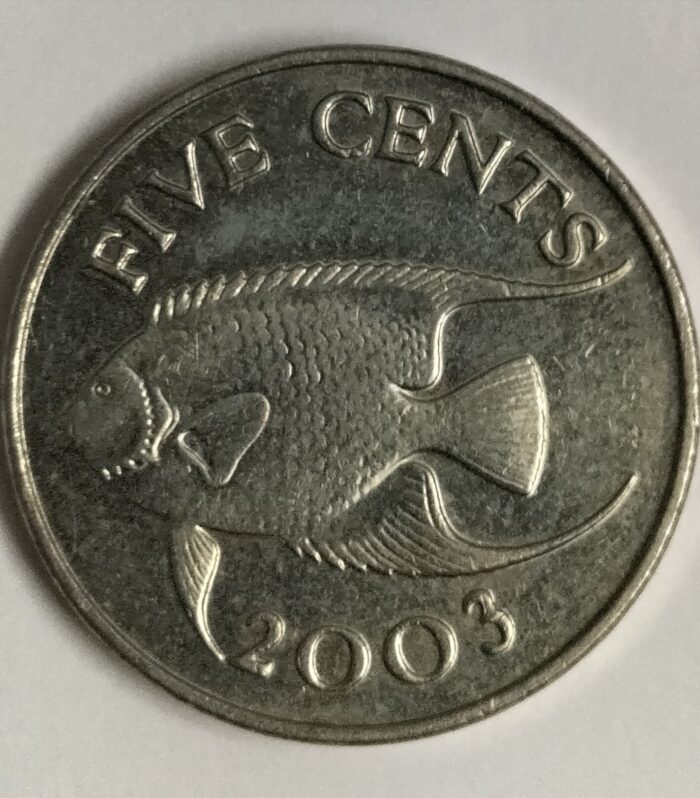 Bermuda 5 cents world coin queen angel fish