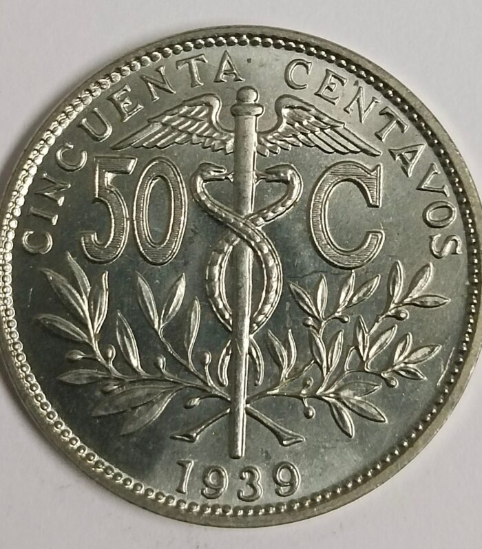 Bolivia 50 centavos 1939 unc world coin