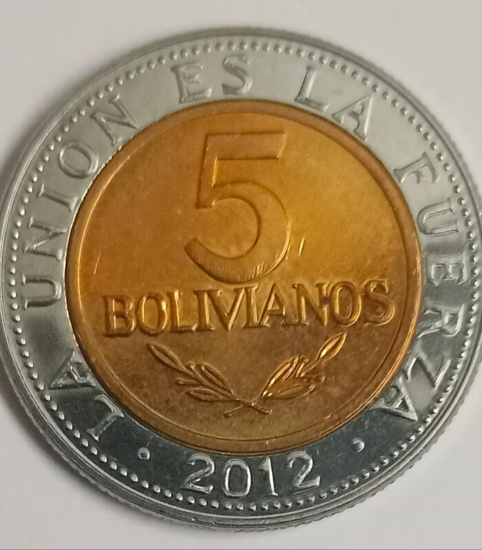 Bolivia 5 Bolivianos 2012 unc bimetal world coin