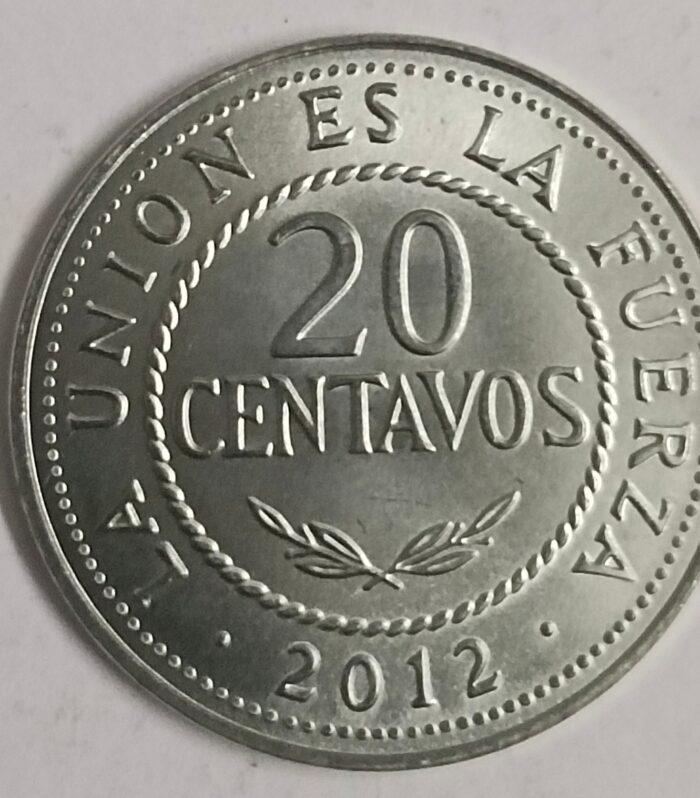 Bolivia 20 centavos 2012 unc world coin