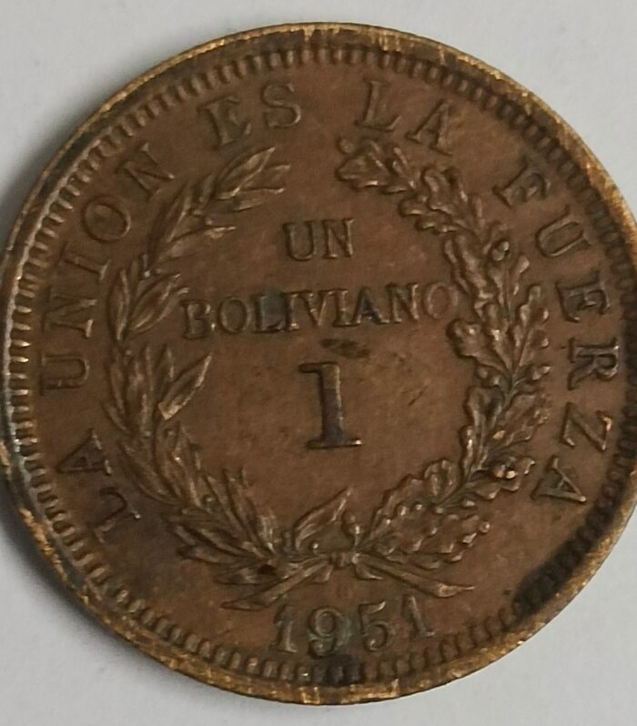 Bolivia 1 boliviano 1951 world coin