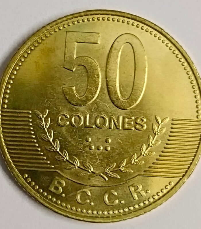 Costa rica 50 colones 2007 unc world coin