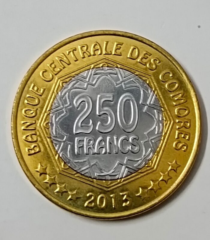 Comoros 250 francs 2013 bimetal unc world coin