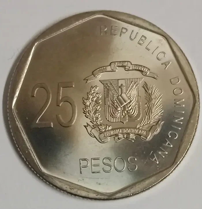 Dominican republic 25 pesos 2008 unc world coin