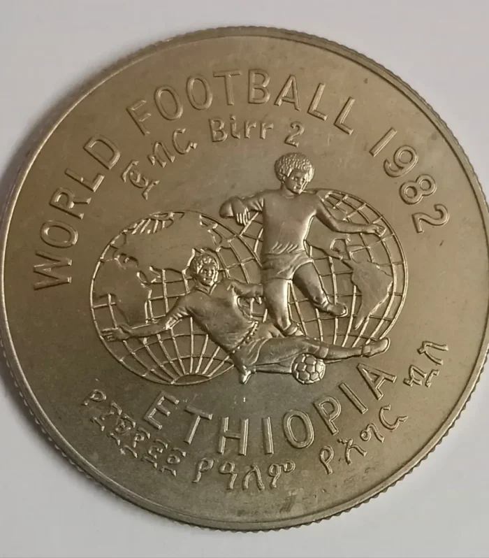 Ethiopia 2 birr 1982 world coin foot ball world cup