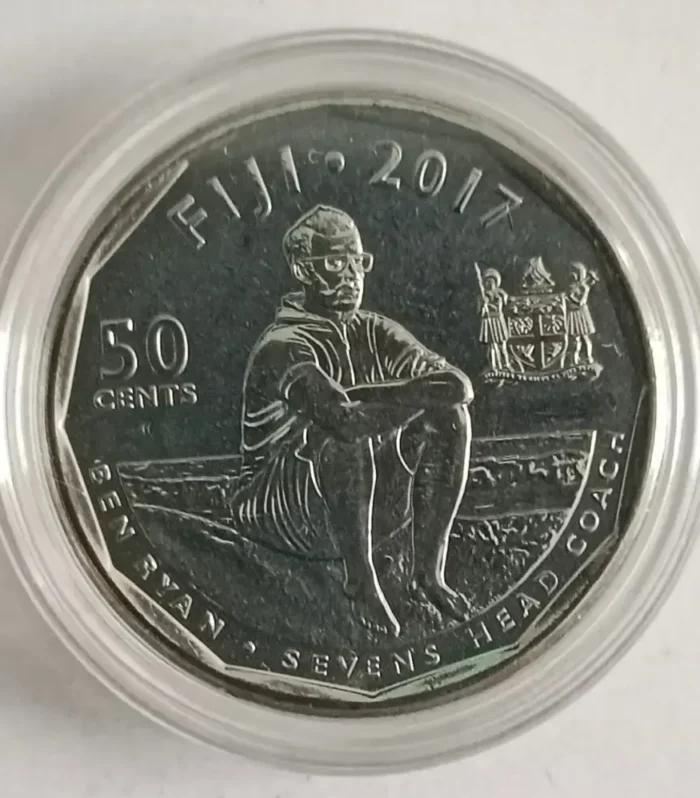 Fiji 50 cents 2017 unc world coin rugby