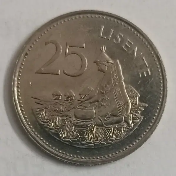 Lesotho 25 lesente 1985 unc world coin