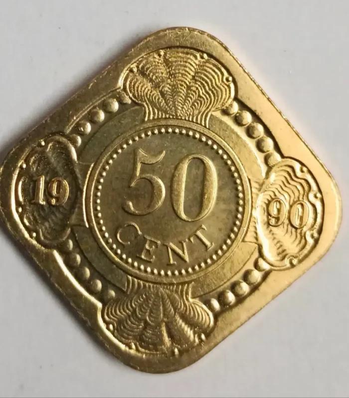 Netherlands antilles 50 cent 1990 unc world coin