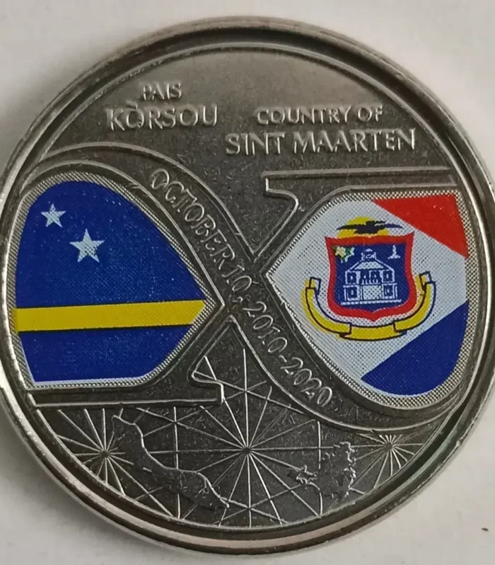 Netherlands antilles 5 gulden colour coin