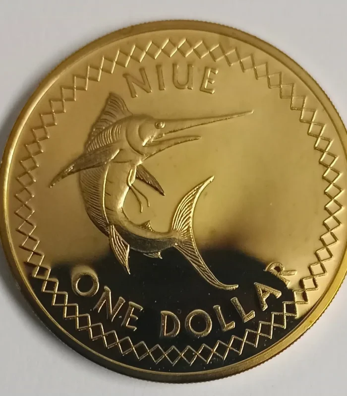 Niue island 1 dollar 2009 unc world coin swordfish