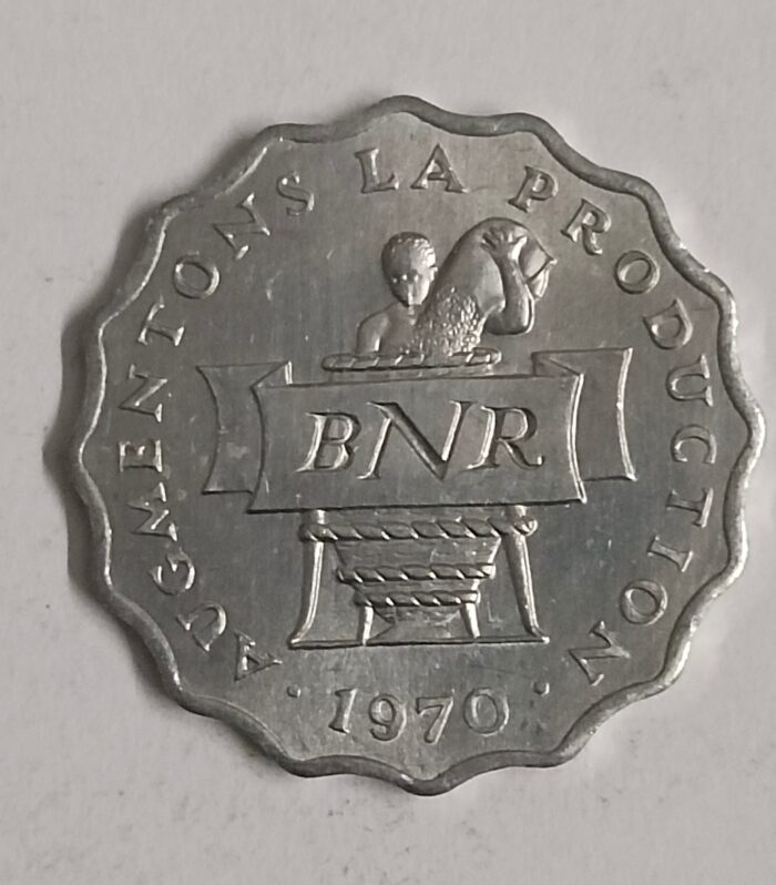 Rwanda 2 francs 1970 fao coin