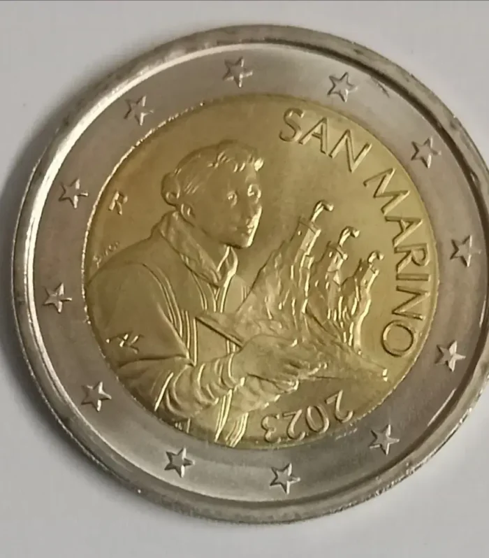 San marino 2 euros 2023 bimetal unc world coin