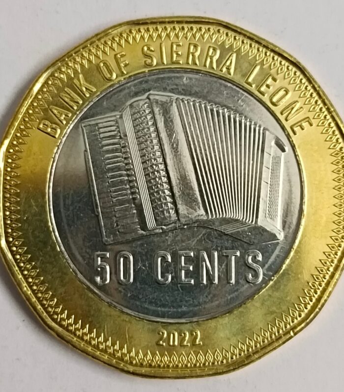 Sierra leone 50 cents 2022 unc bimetallic coin