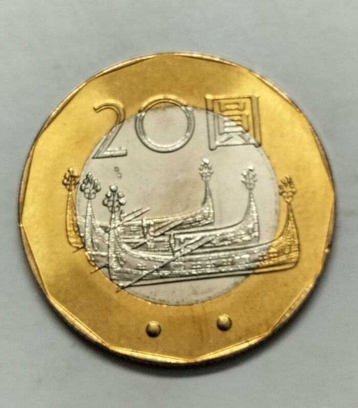 Taiwan 20 dollars 2001 unc world coin bimetal