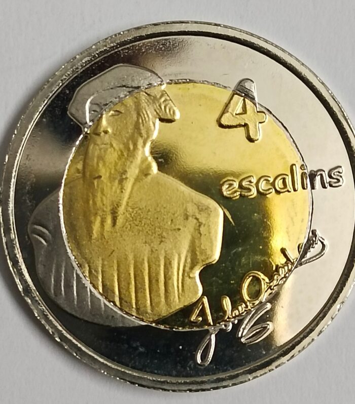 Tortuga island 4 escalins bimetal 2013 unc world coin