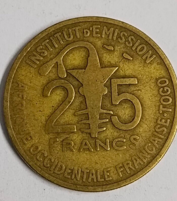 Togo french west africa 25 francs 1957