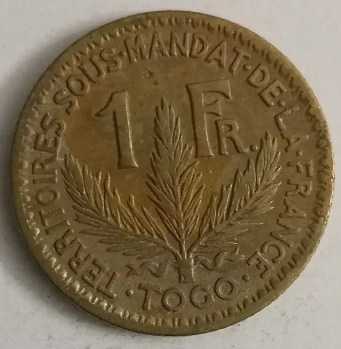 Togo french mandate 1 franc 1925 world coin