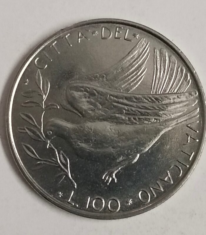 Vatican City 100 lire 1970 peace dove coin