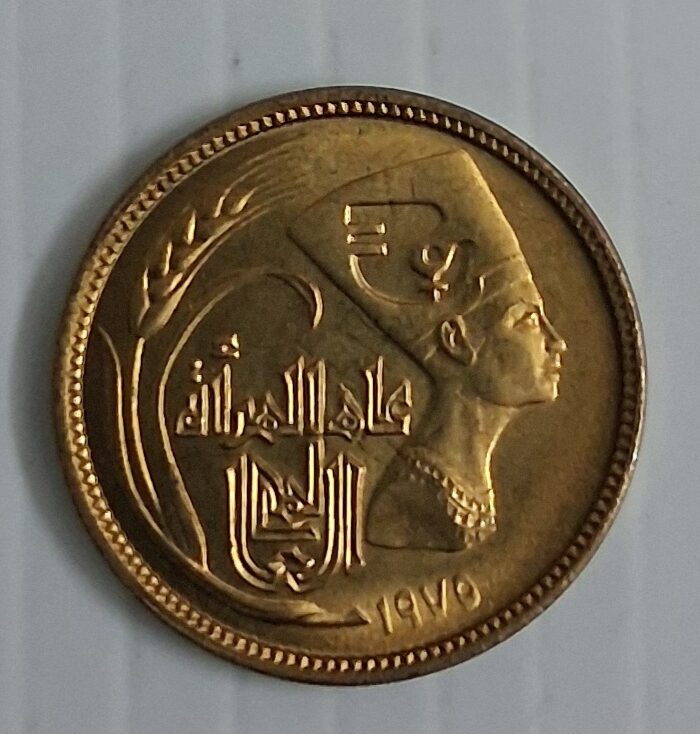Egypt 5 Milliemes 1975 Internationa womens year world coin rare