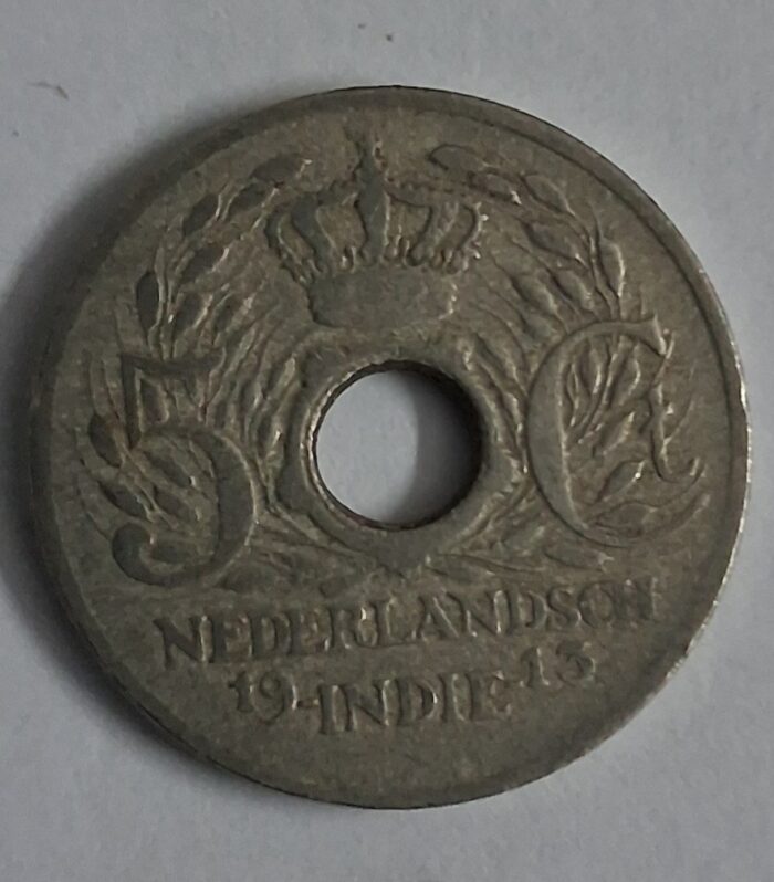 Netherlands East Indies 5 cents 1913 hole coin