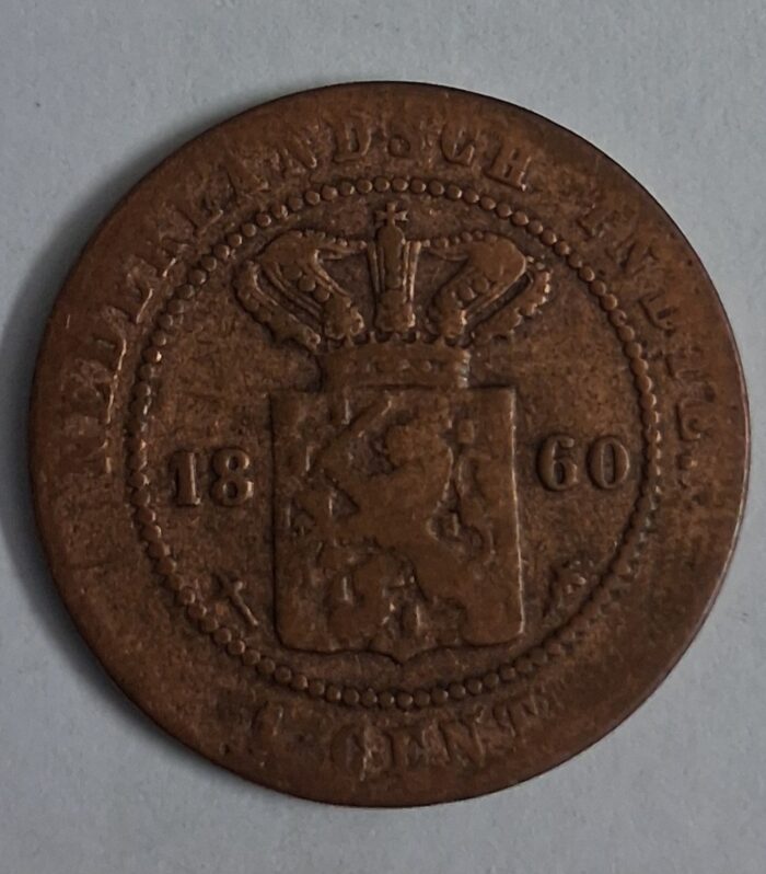 Netherlands East Indies 1 cent 1860 world coin King William III rare