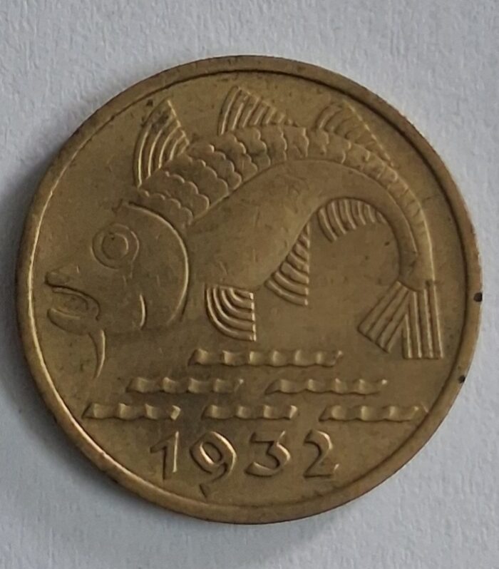 Danzig 10 Pfennigs 1932 world coin Codfish