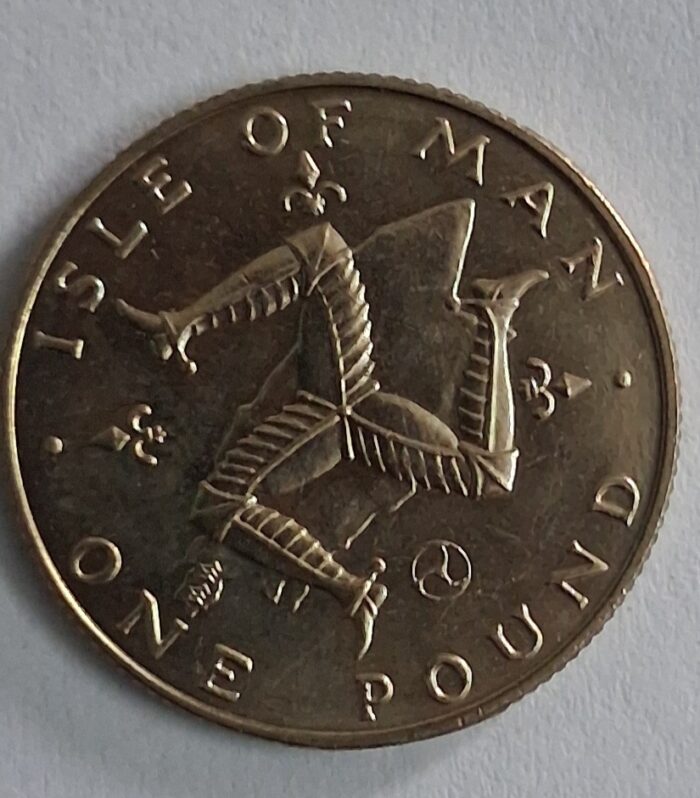 Isle of man 1 Pound 1979 Triskelion on Map world coin